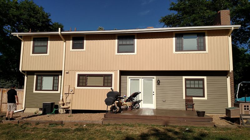 Rear of house after siding installation